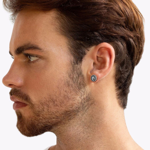 Sterling Silver Wolf Rune Earrings Viking Jewelry for Men Women