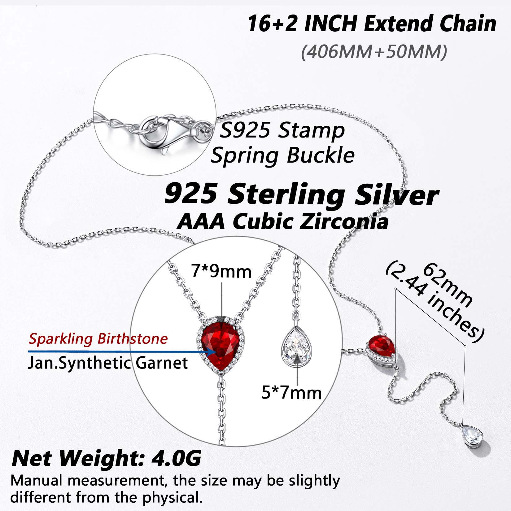 Adjustable Teardrop Cubic Zriconia Birthstone Lariat Necklace Details: Dimensions, Hypoallergenic, Lobster-Claw-Clasps