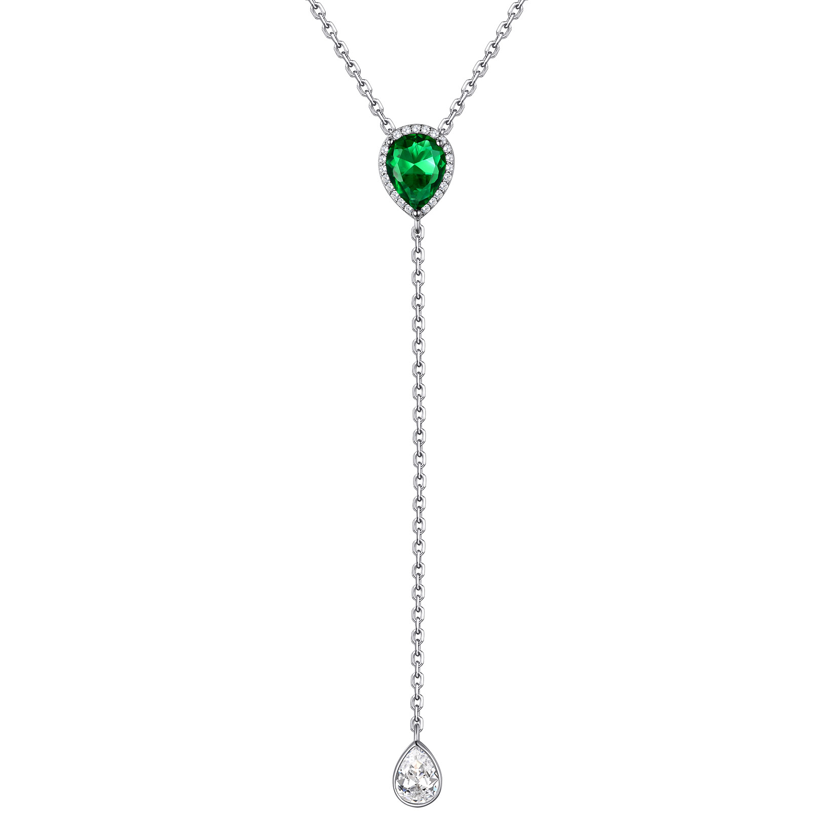 Adjustable Teardrop Cubic Zriconia Birthstone Lariat Necklace