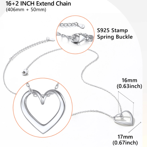 Sterling Silver Twist Heart Pendant Necklace for Her