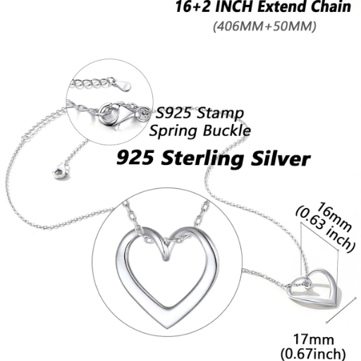 Sterling Silver Twist Heart Pendant Necklace for Her