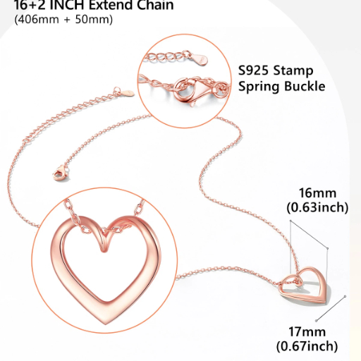 Sterling Silver Twist Heart Pendant Necklace for Her
