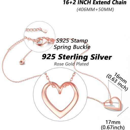 Sterling Silver Twist Heart Pendant Necklace for Her