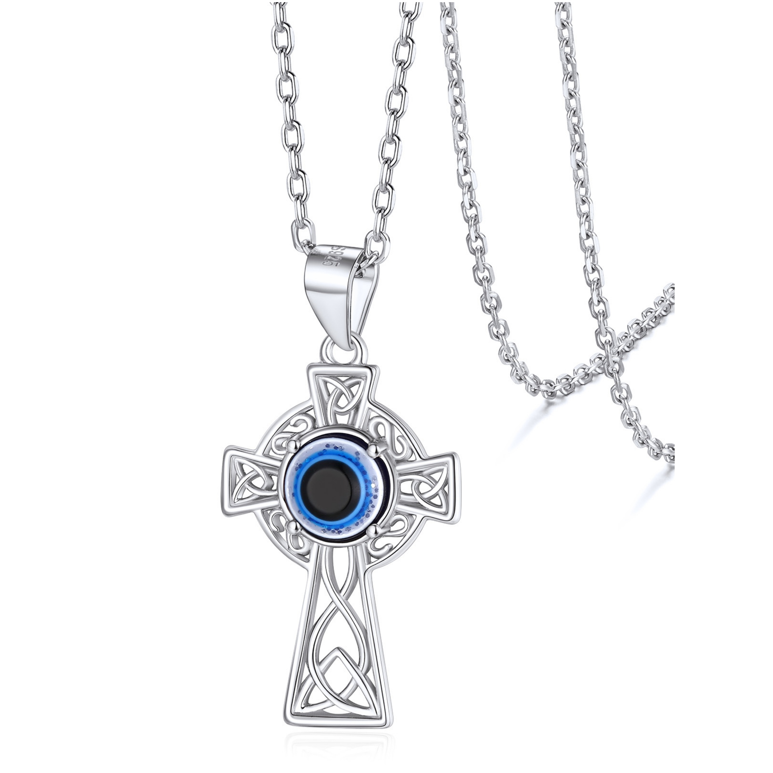 Celtic Knot Eye of Horus Cross Pendant Necklace