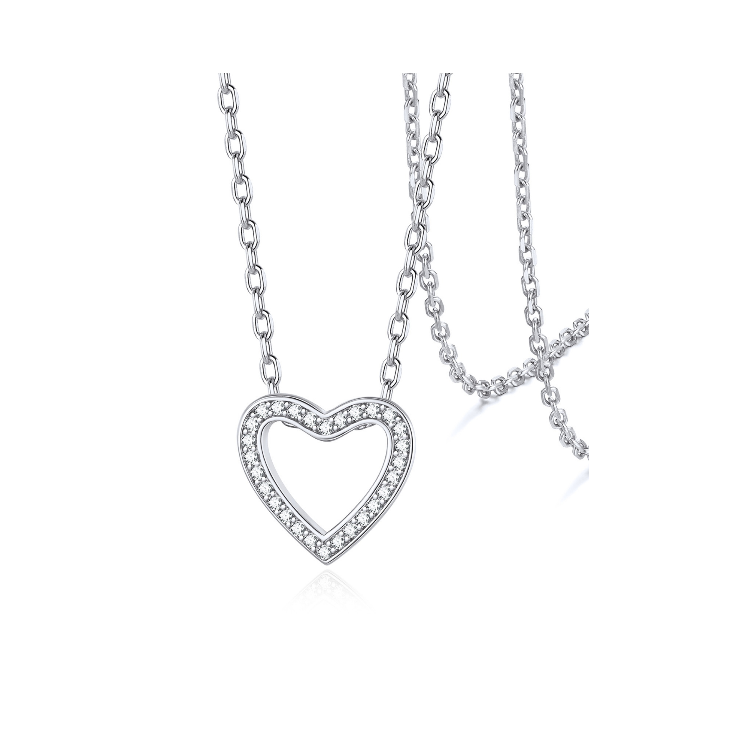Heart Cubic Zirconia Pendant with Adjustable Chain Necklace