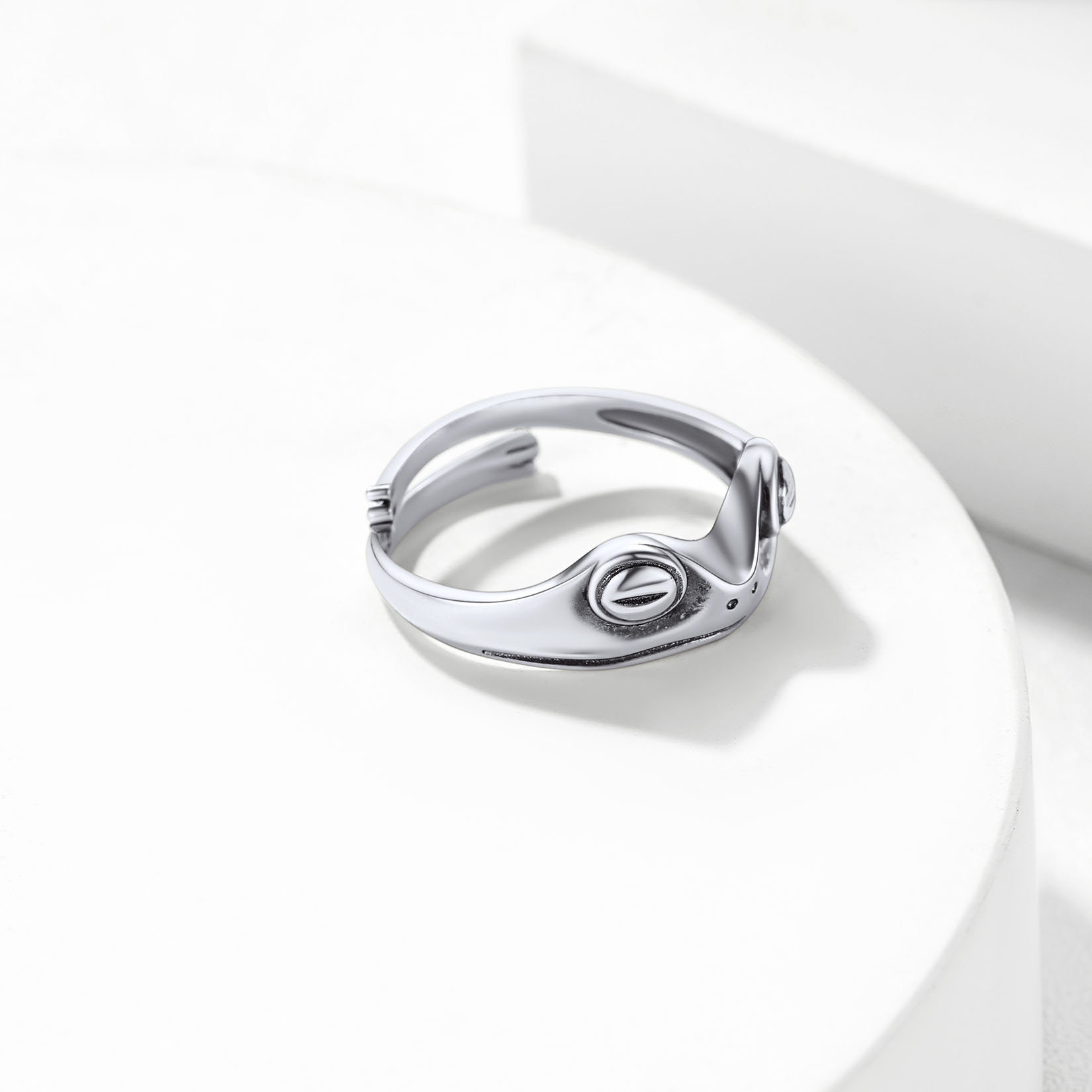 Sterling Silver Frog Cute Animal Adjustable Ring for Women
