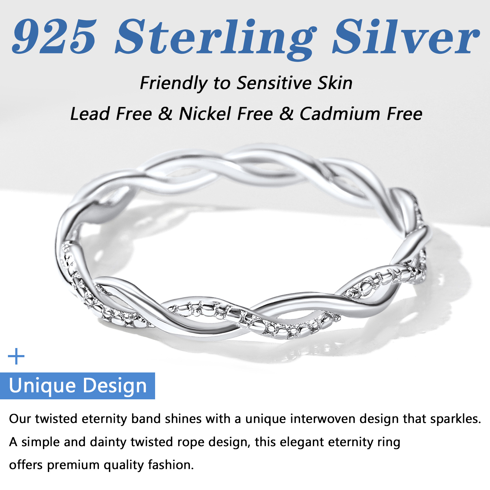 Sterling Silver ChicSilver Simple Twisted Full Cubic Zirconia Band Ring 
