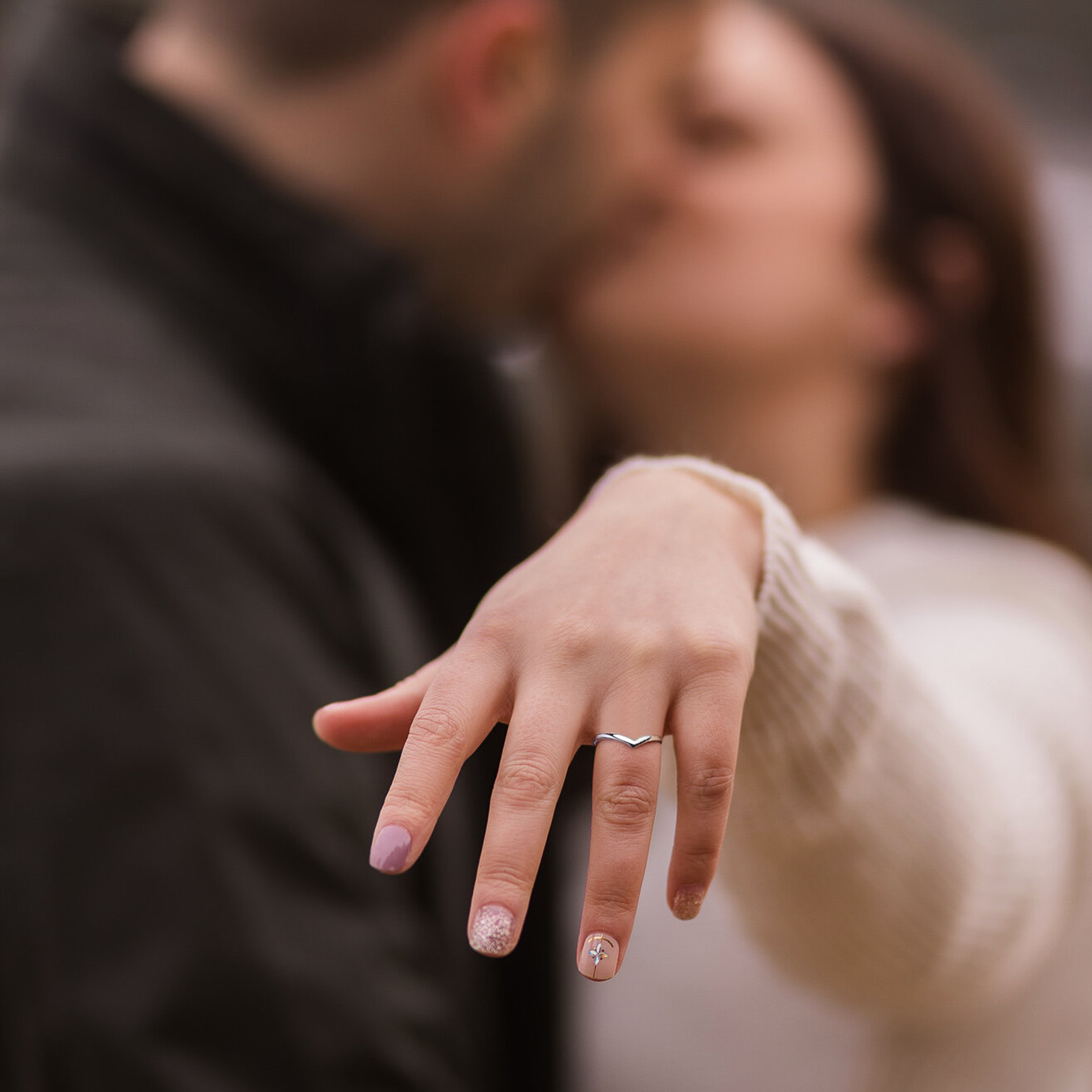 Dainty Wishbone Wedding Band Ring for Women, Ladies, Couples, girlfriend