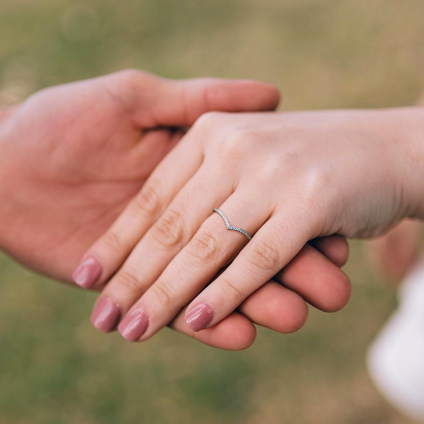 Cubic Zirconia Wishbone Ring for Women, Ladies, Couples, girlfriend, wife