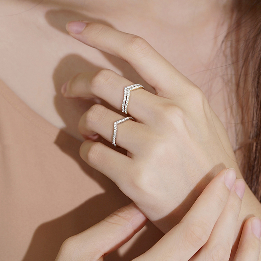 Cubic Zirconia Wishbone Ring for Women, Ladies, Couples, girlfriend, wife