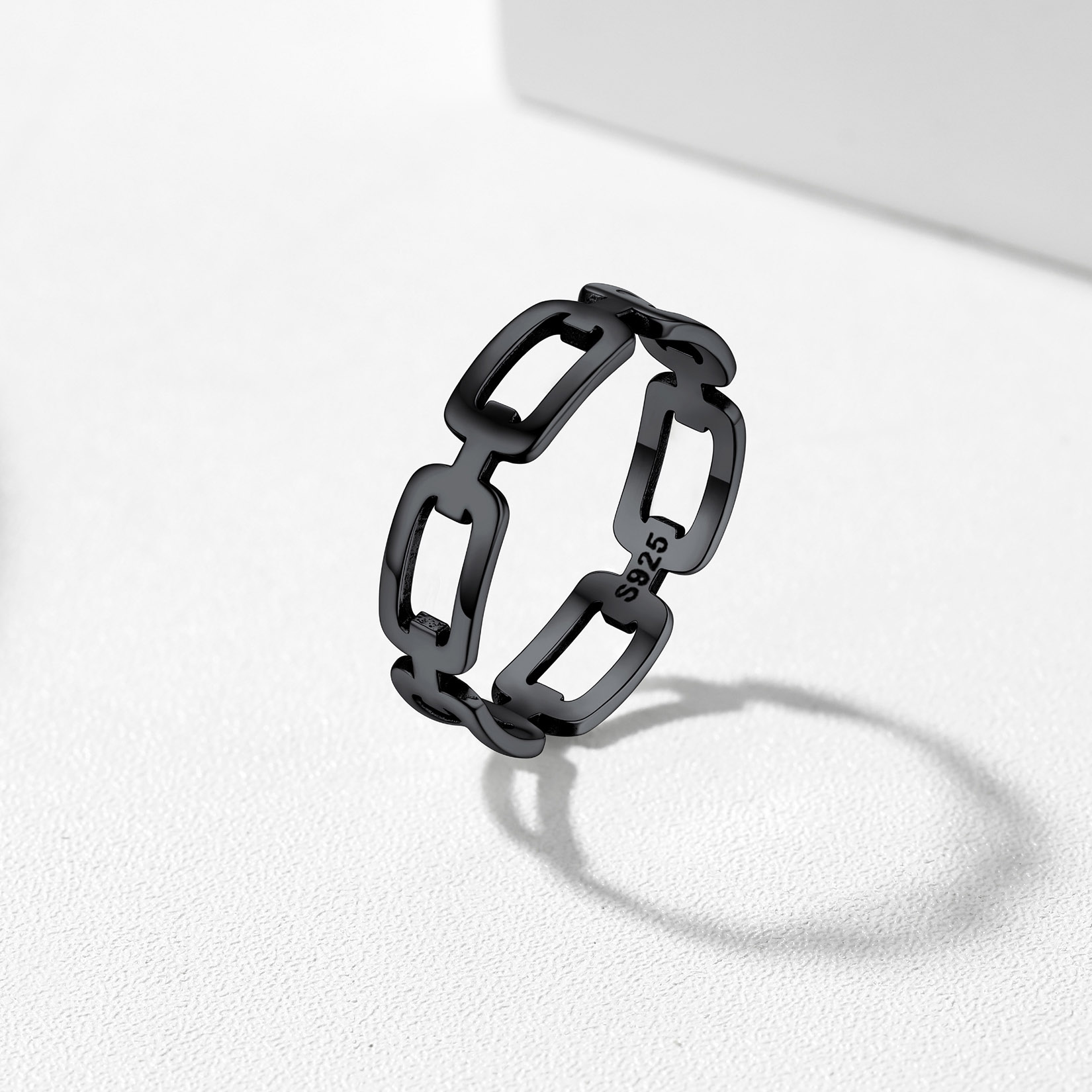 Stackable Black Wheat Cuban Link Rings