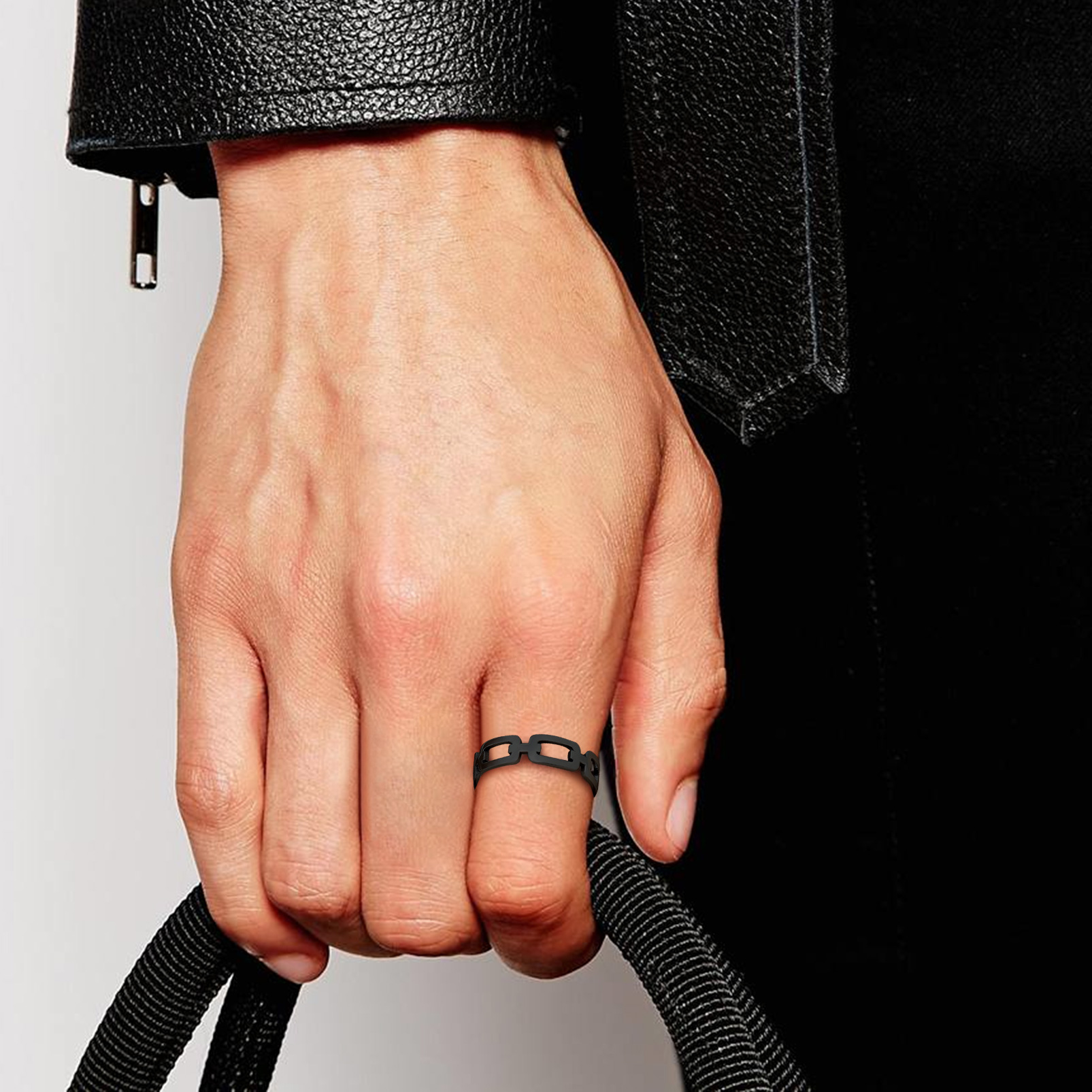 Stackable Black Wheat Cuban Link Rings for Men/Father/Friends/boyfriend