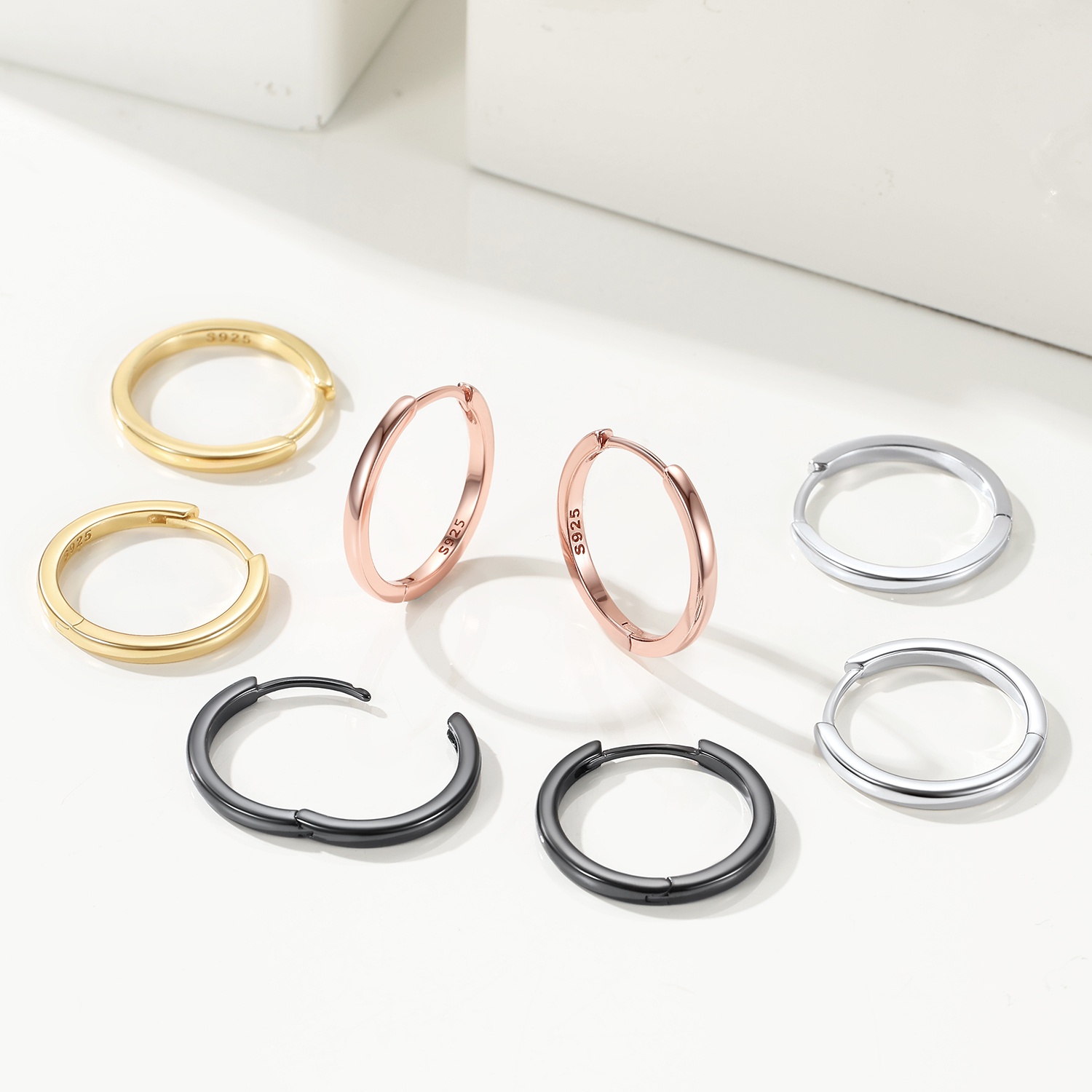 ChicSilver Sterling Silver Tiny Cartilage Huggie Hoop Earrings in Different Colors