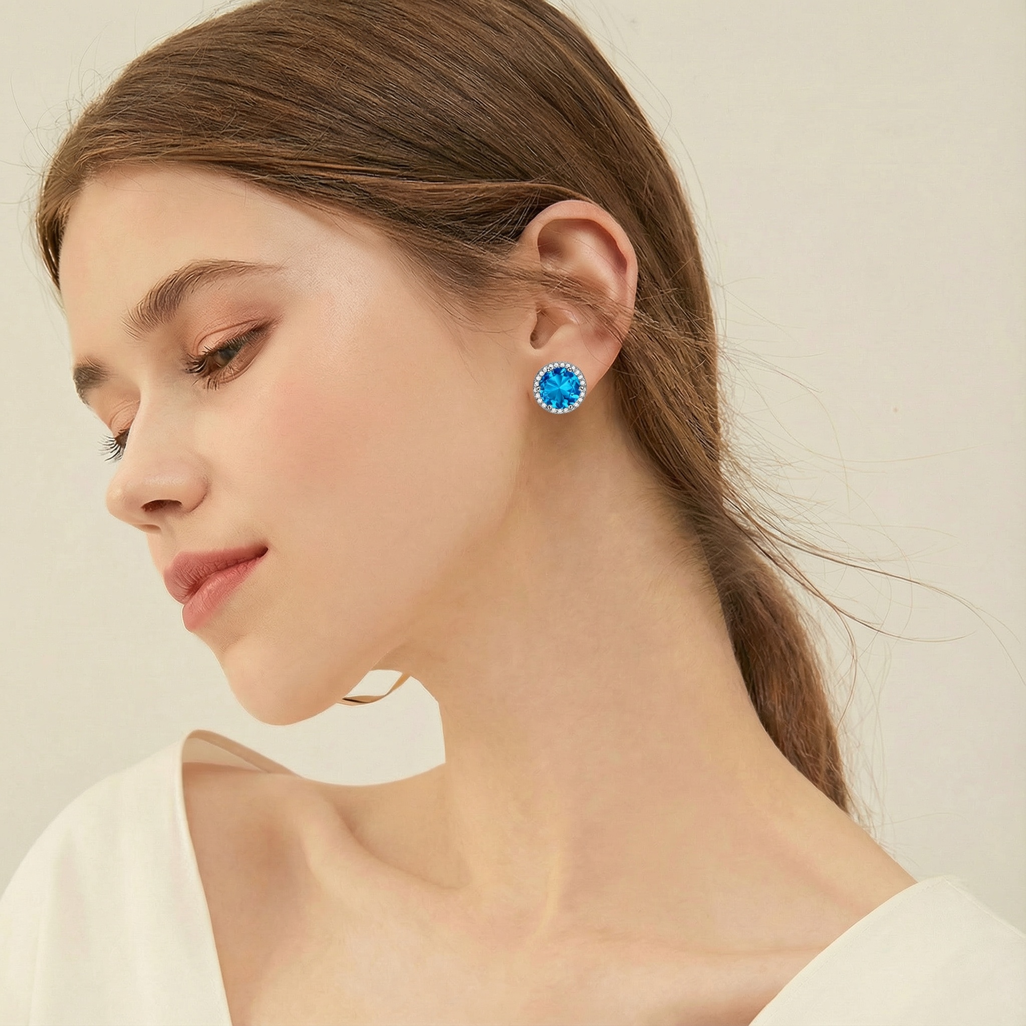 Sparkling Zirconia Round Birthstone Clip-on Earrings  for Women