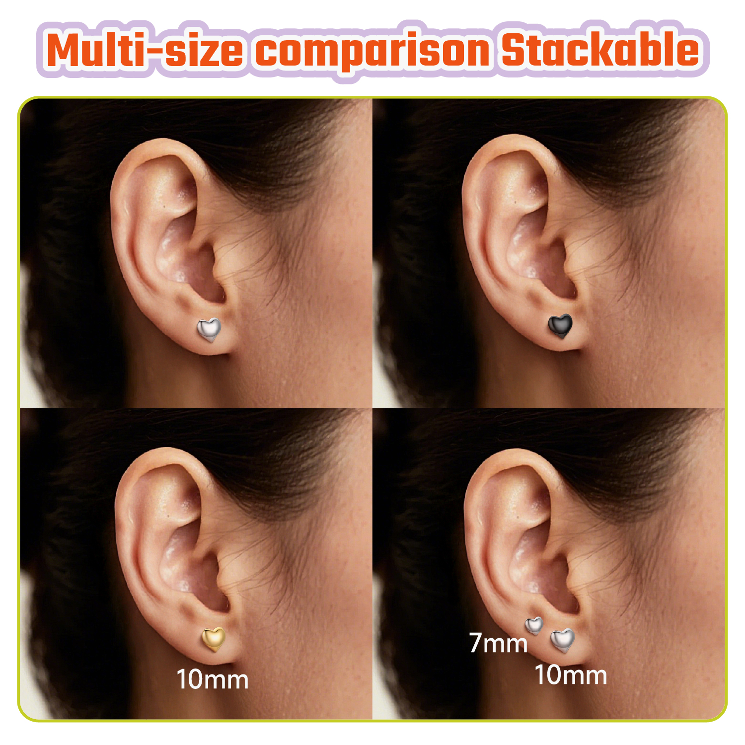 Hypoallergenic Lightweight Puff Heart Studs Earrings for Women, Ladies, Mother, Friends, girlfriend in Different Colors