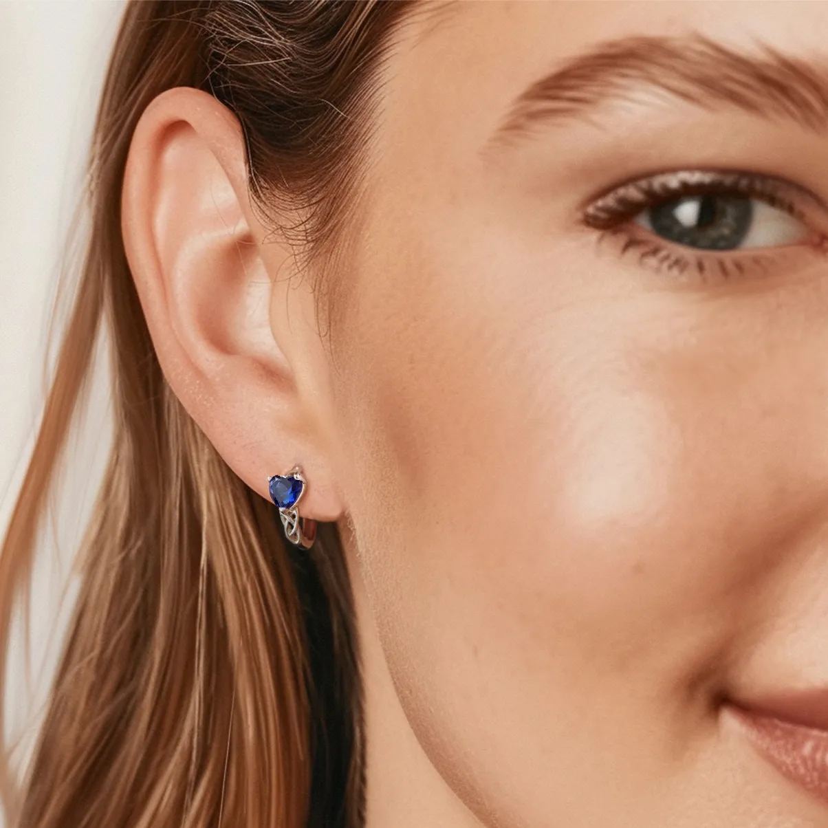 Celtic Knot Sterling Silver Birthstone Hoop Earrings for Women