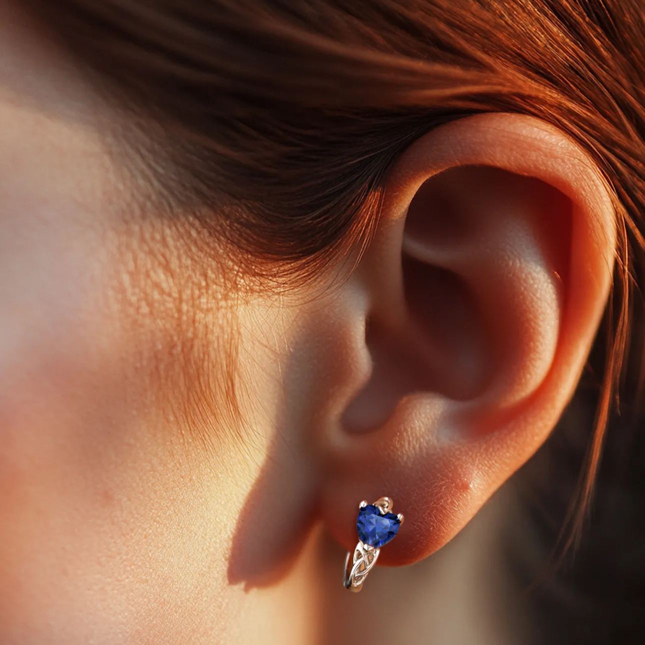 Celtic Knot Sterling Silver Birthstone Hoop Earrings for Women