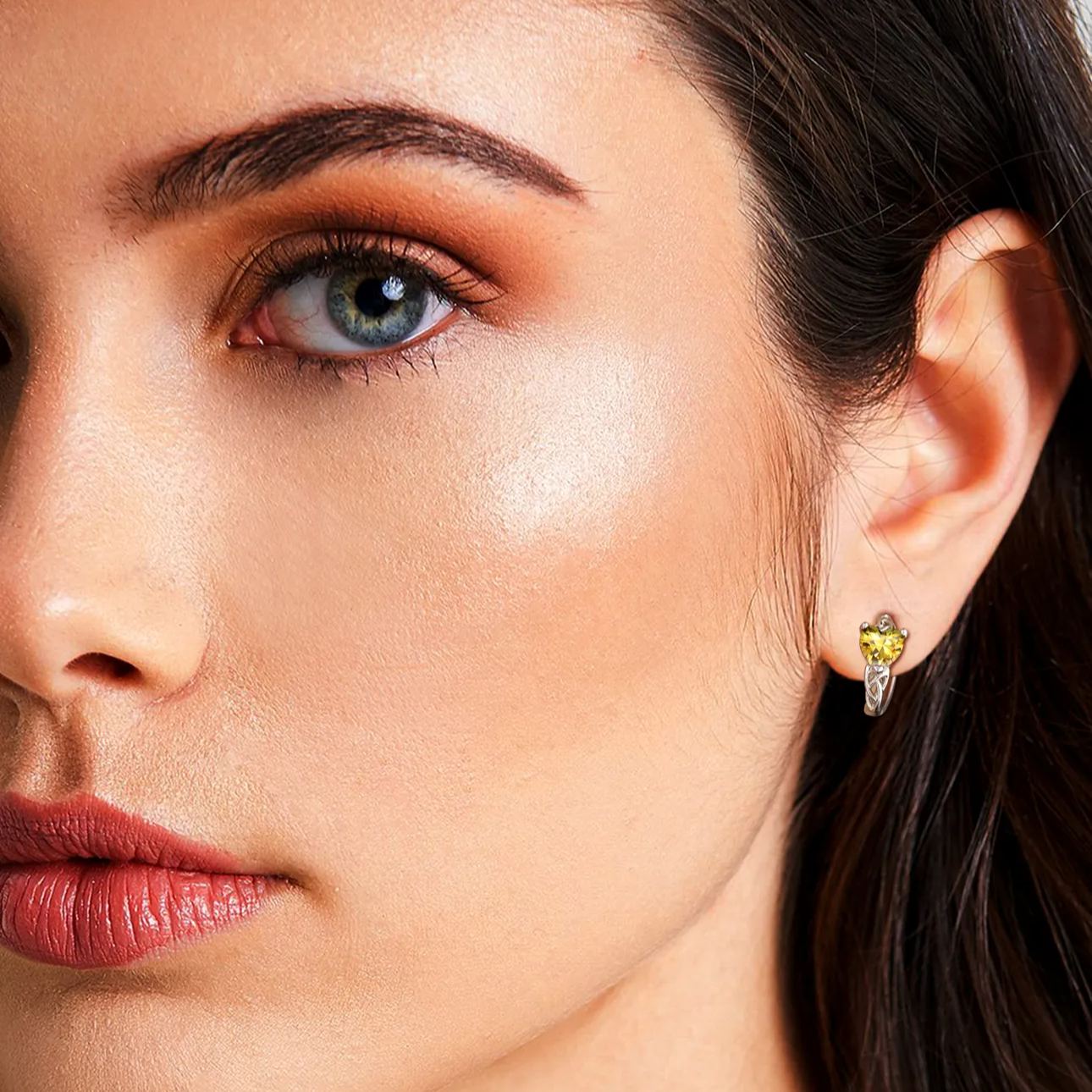 Celtic Knot Sterling Silver Birthstone Hoop Earrings for Women