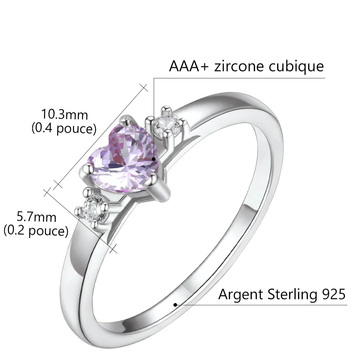 Personalized Heart 1-4 Birthstones Promise Ring Details: Dimensions, Hypoallergenic, Adjustable size for 6~11