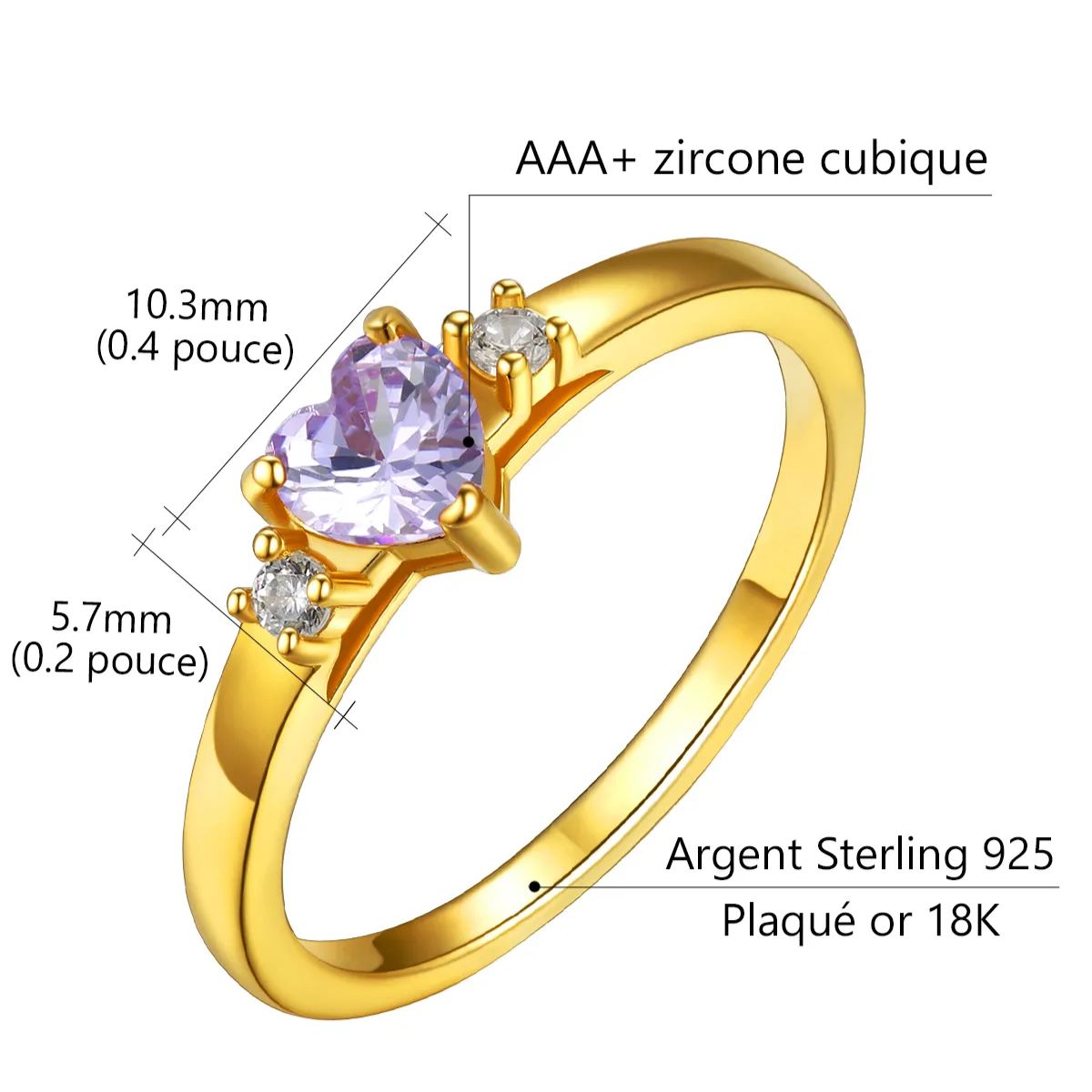 Personalized Heart 1-4 Birthstones Promise Ring Details: Dimensions, Hypoallergenic, Adjustable size for 6~11