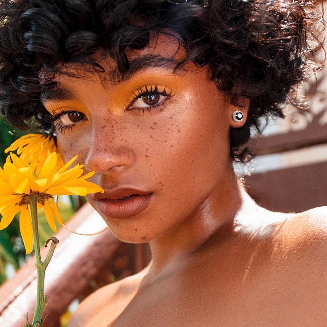 Black 5mm Round Birthstone with Cubic Zirconia Halo Stud Earrings for Women