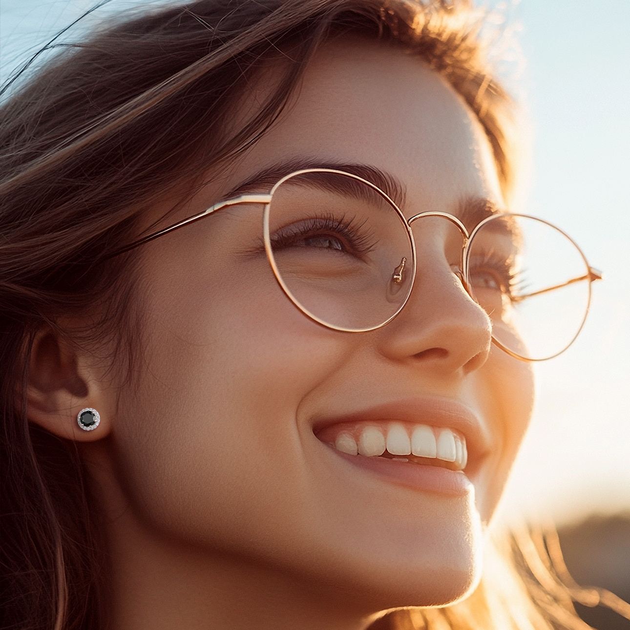 Black 5mm Round Birthstone with Cubic Zirconia Halo Stud Earrings for Women