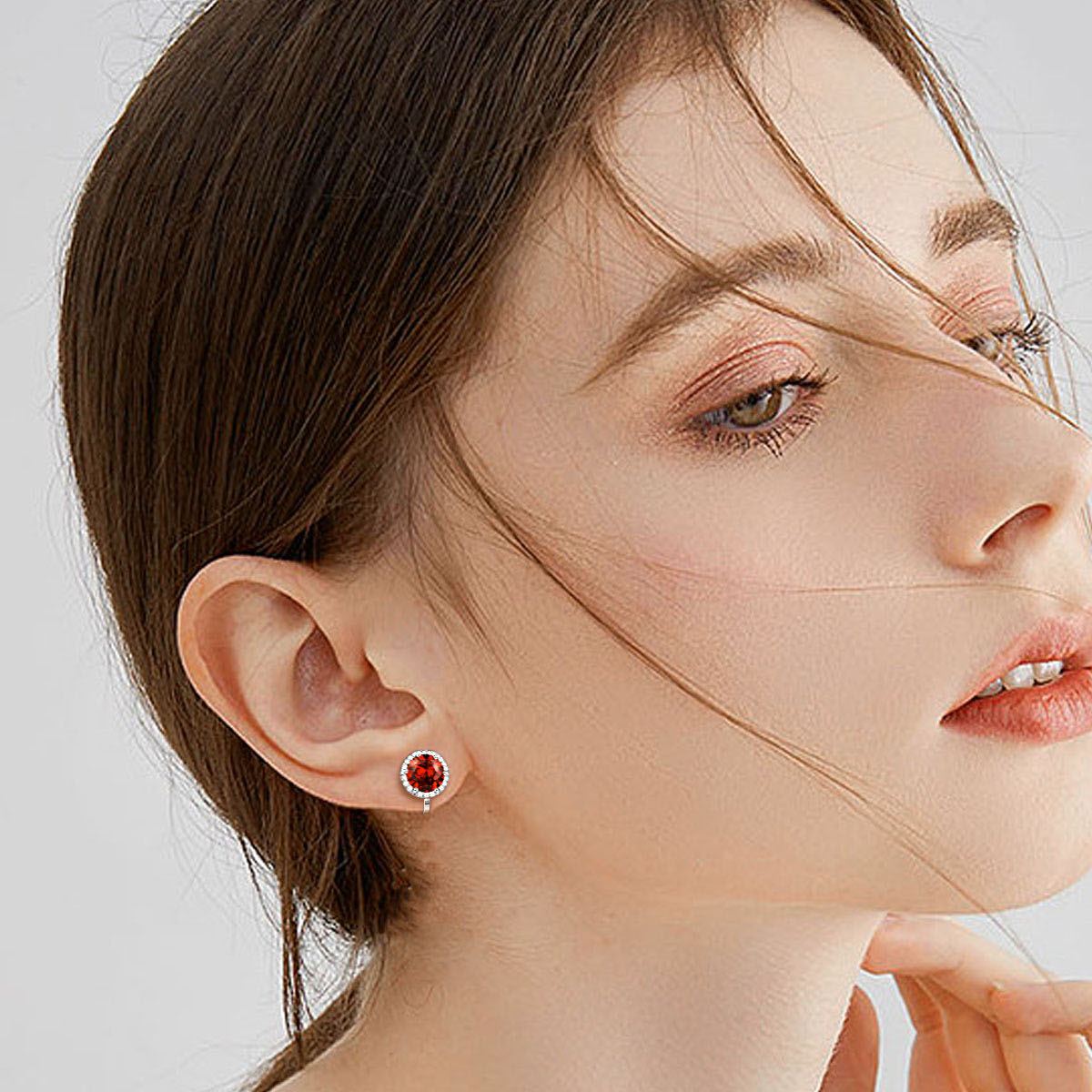 Sparkling Zirconia Round Birthstone Clip-on Earrings for Women