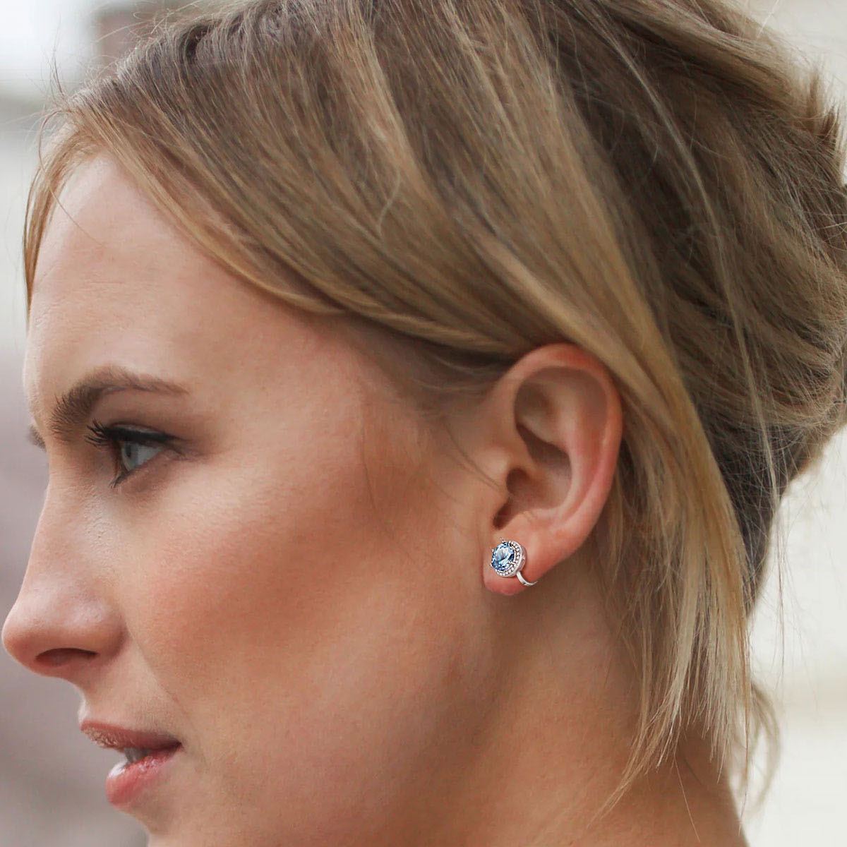 Sparkling Zirconia Round Birthstone Clip-on Earrings  for Women