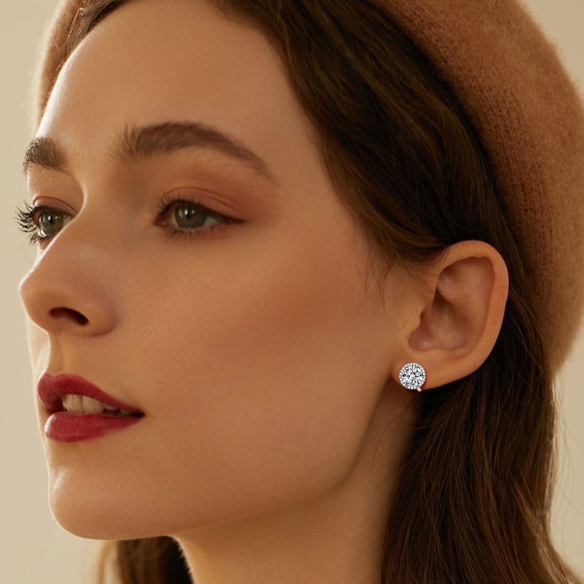 Sparkling Zirconia Round Birthstone Clip-on Earrings  for Women