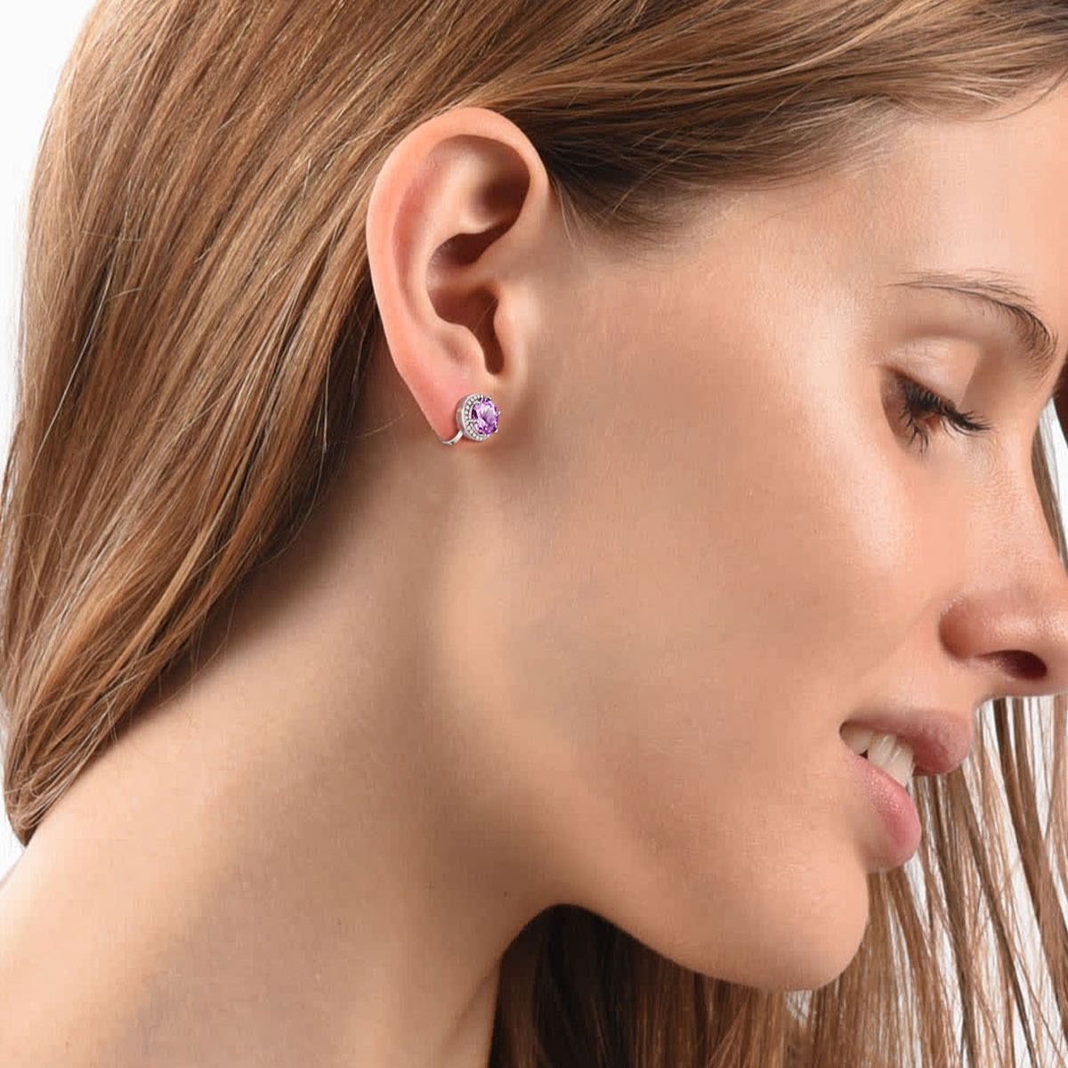 Sparkling Zirconia Round Birthstone Clip-on Earrings  for Women