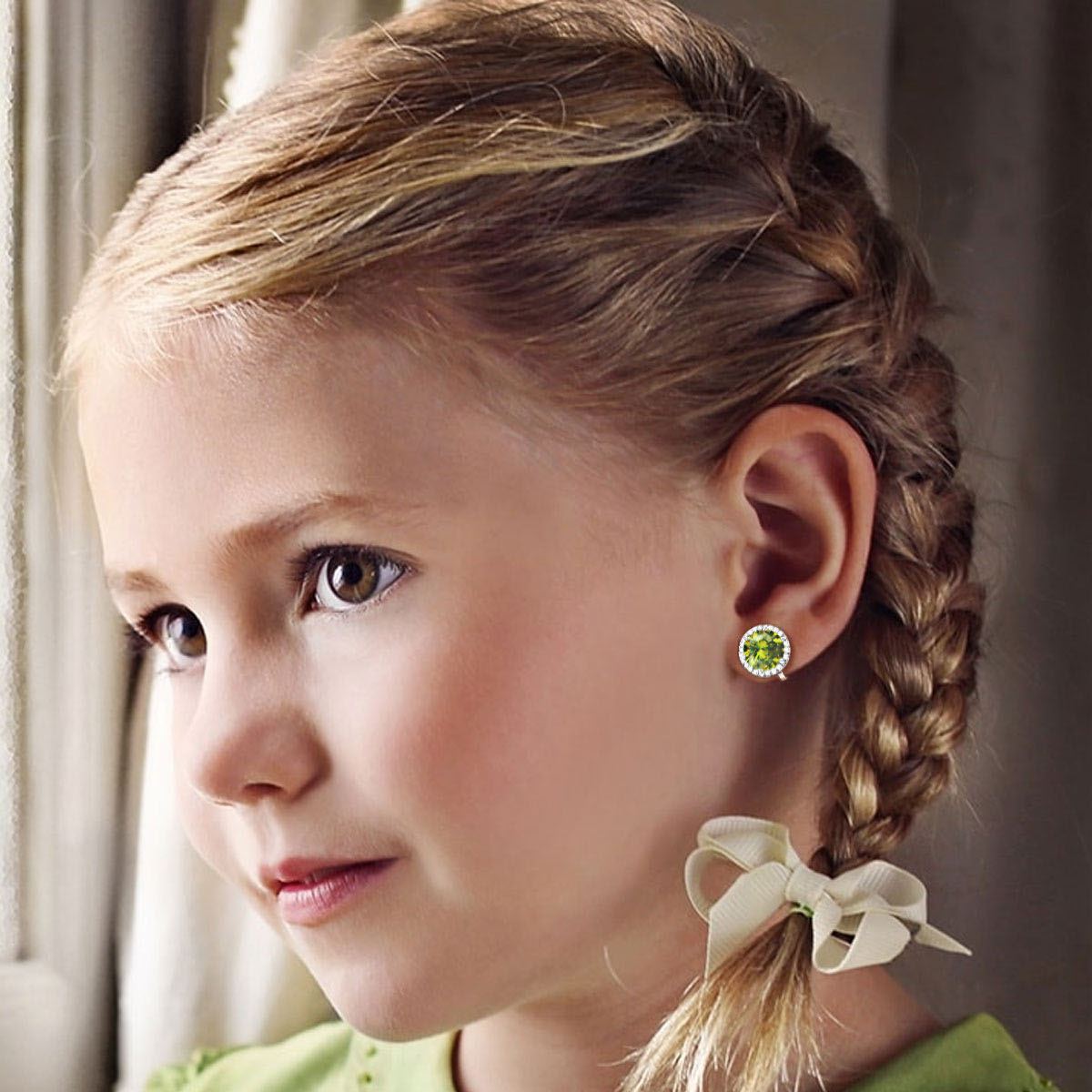 Sparkling Zirconia Round Birthstone Clip-on Earrings  for Girl