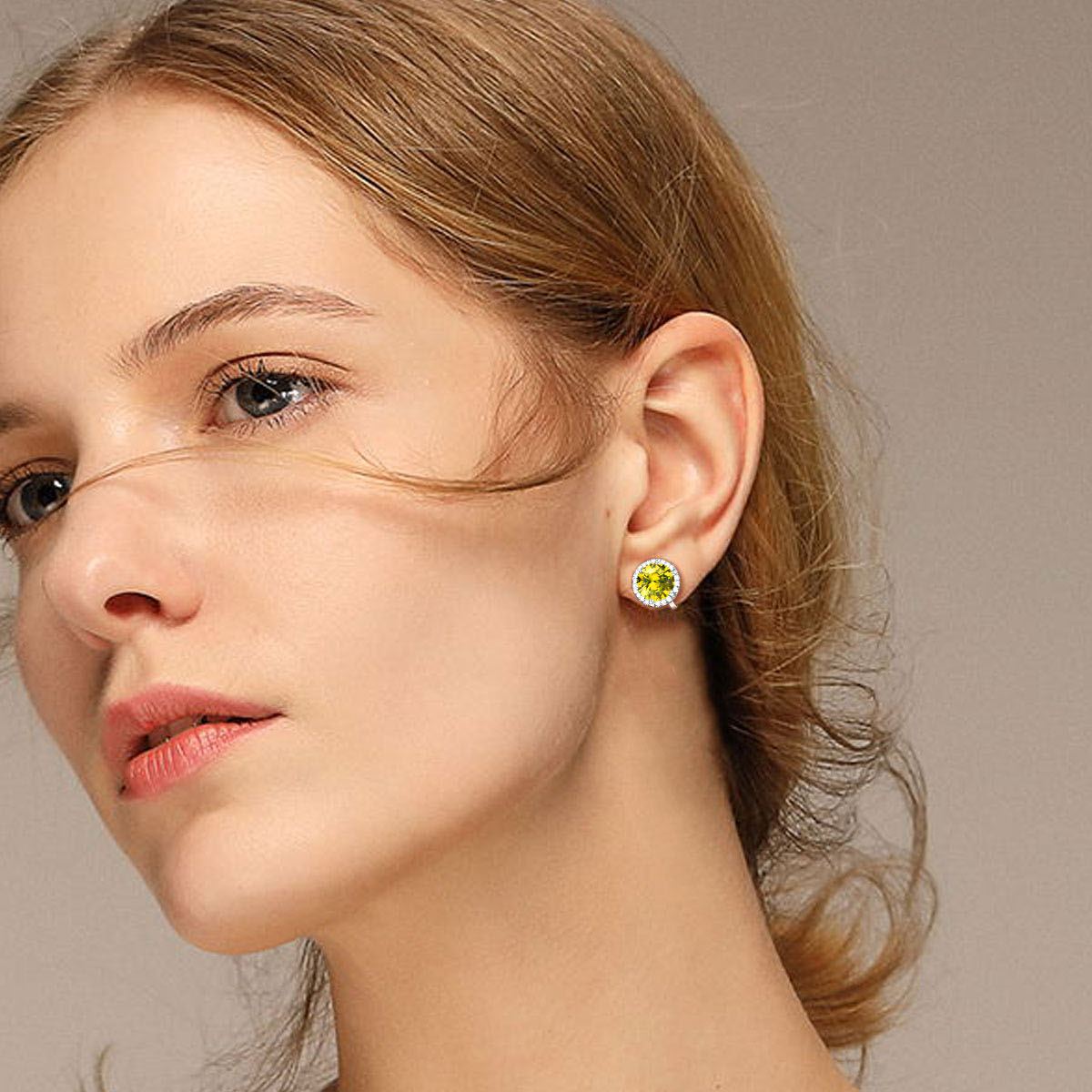 Sparkling Zirconia Round Birthstone Clip-on Earrings  for Women