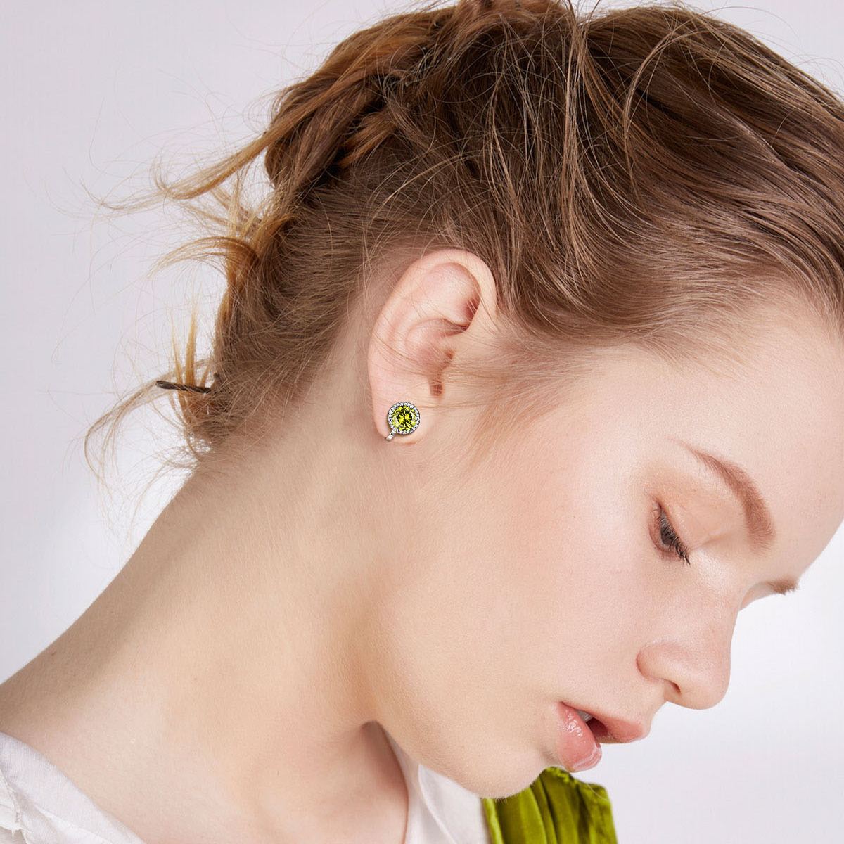 Sparkling Zirconia Round Birthstone Clip-on Earrings  for Women