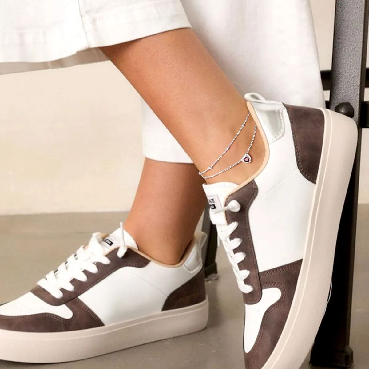 Adjustable Double-Layer Sparkling Heart Zircon Birthstone Ankle& Bracelet  for Women/Mother/girlfriend