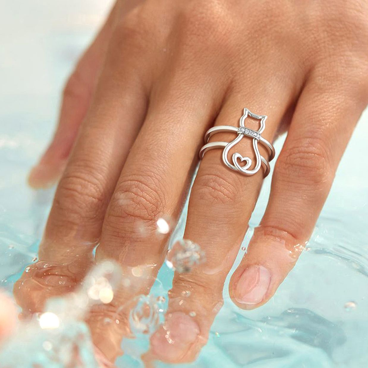 Adjustable Cat Band Rings Cat Rings for Women/Ladies/Mother/Friends/girlfriend/teenager