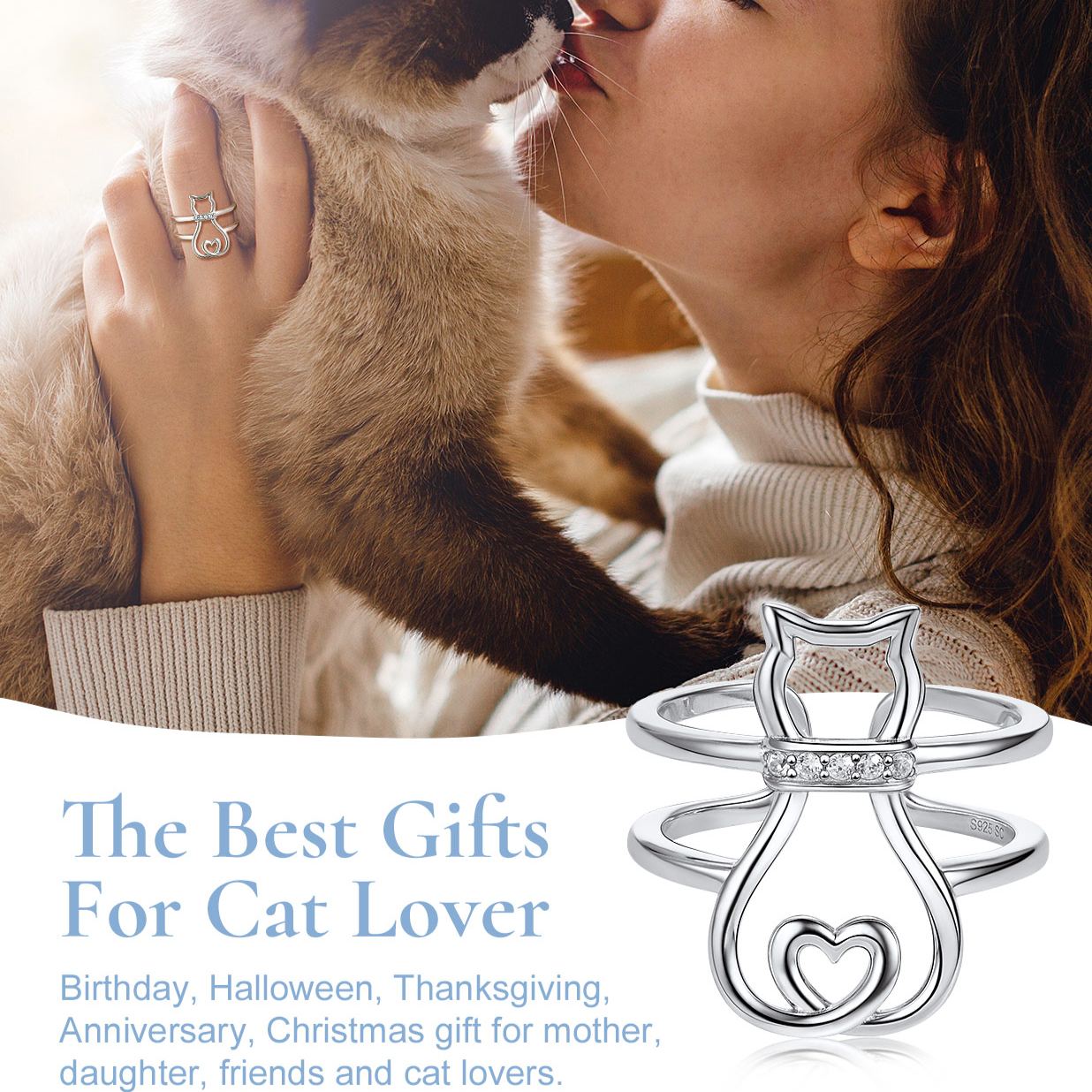 Adjustable Cat Band Rings Cat Rings For Cat Lover