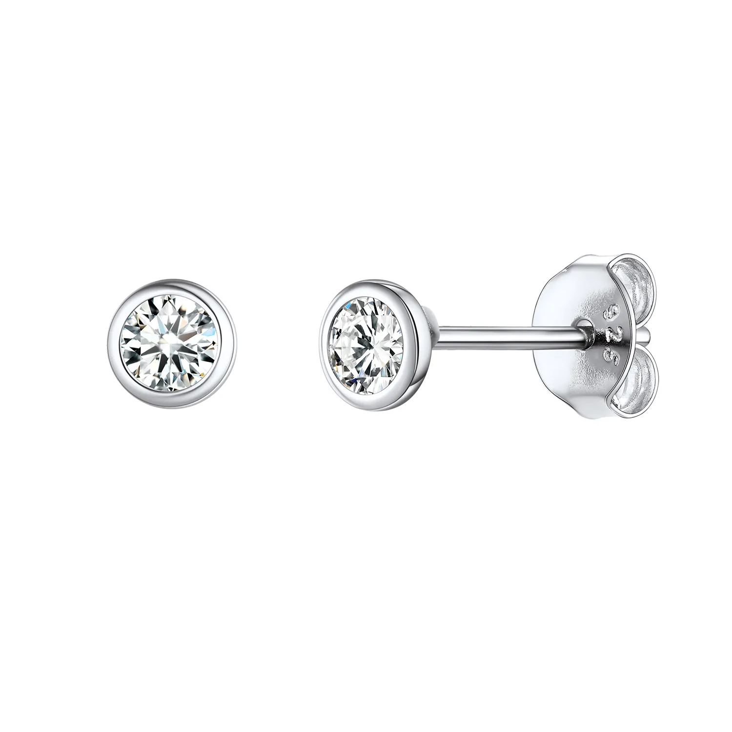 3mm Silver Minimalist Sparkling Cubic Zirconia Stud Earrings
