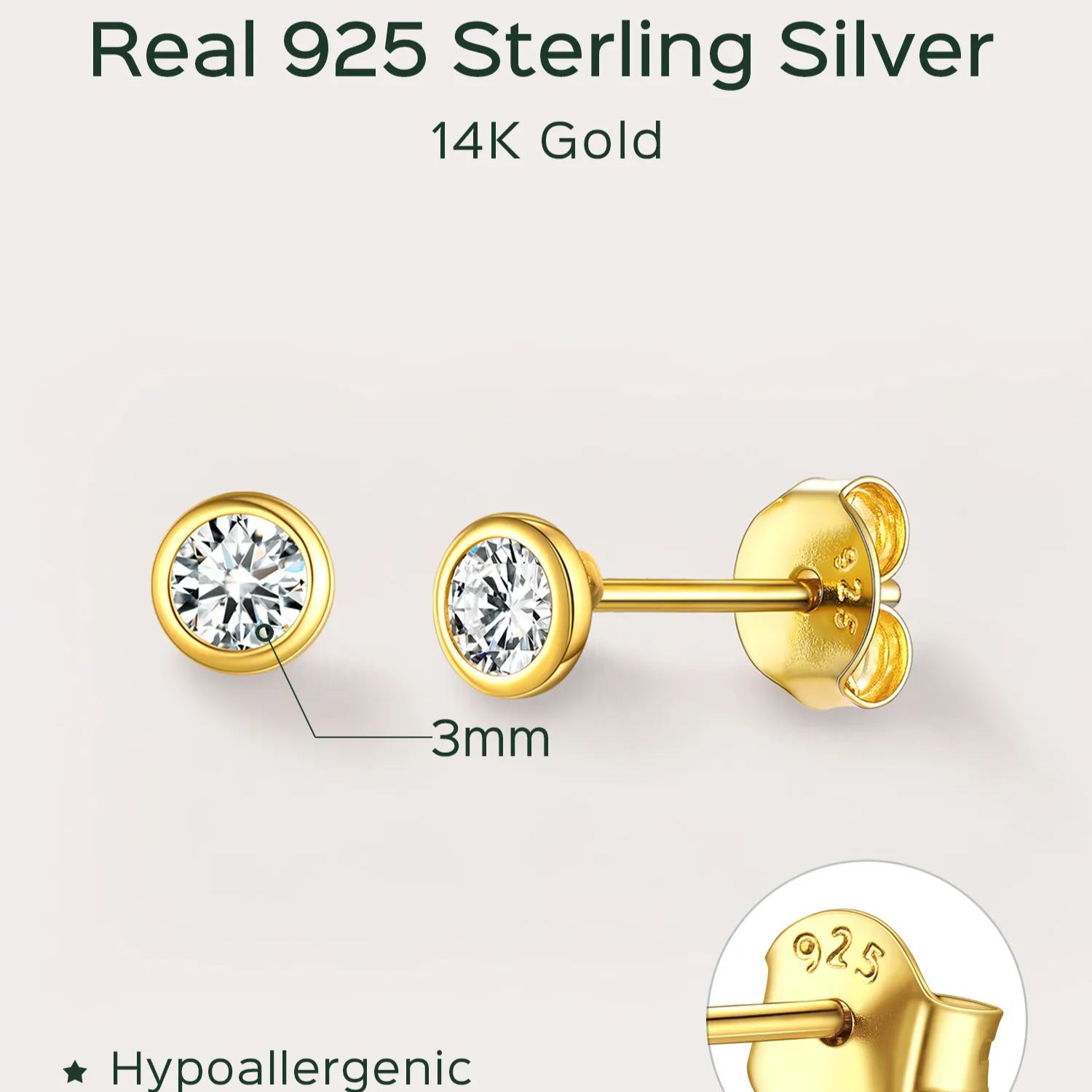 Sterling Silver ChicSilver Minimalist Sparkling Cubic Zirconia Stud Earrings