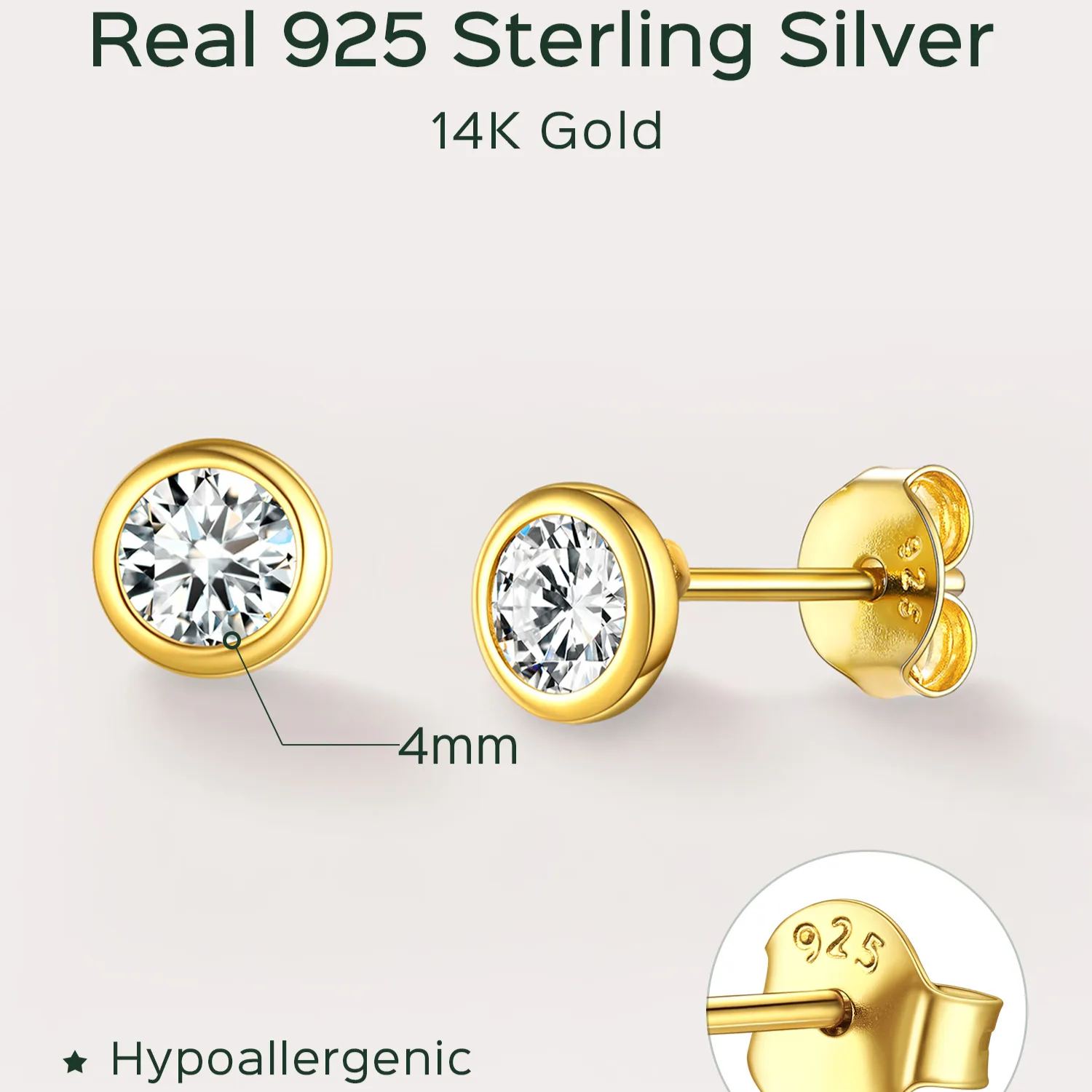 Sterling Silver ChicSilver Minimalist Sparkling Cubic Zirconia Stud Earrings