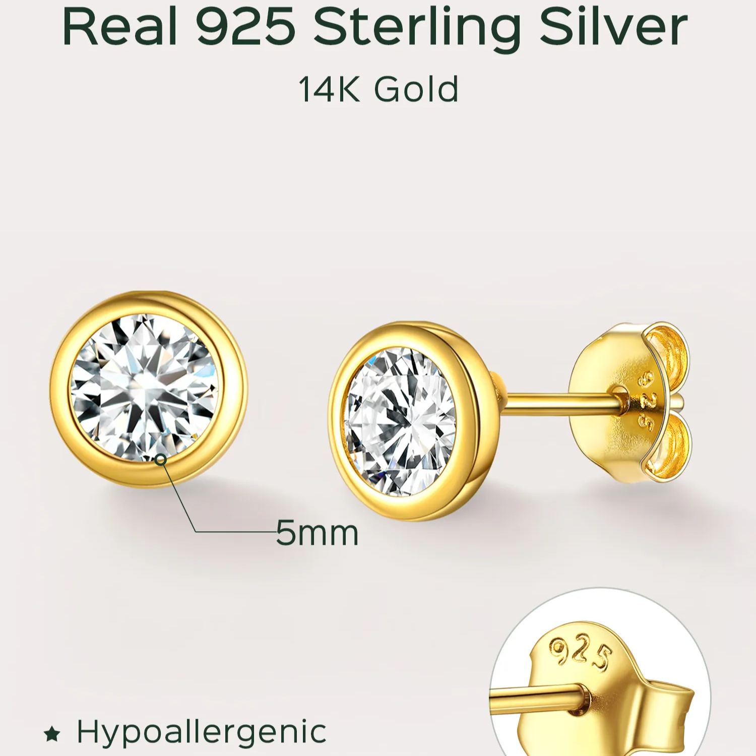 Sterling Silver ChicSilver Minimalist Sparkling Cubic Zirconia Stud Earrings