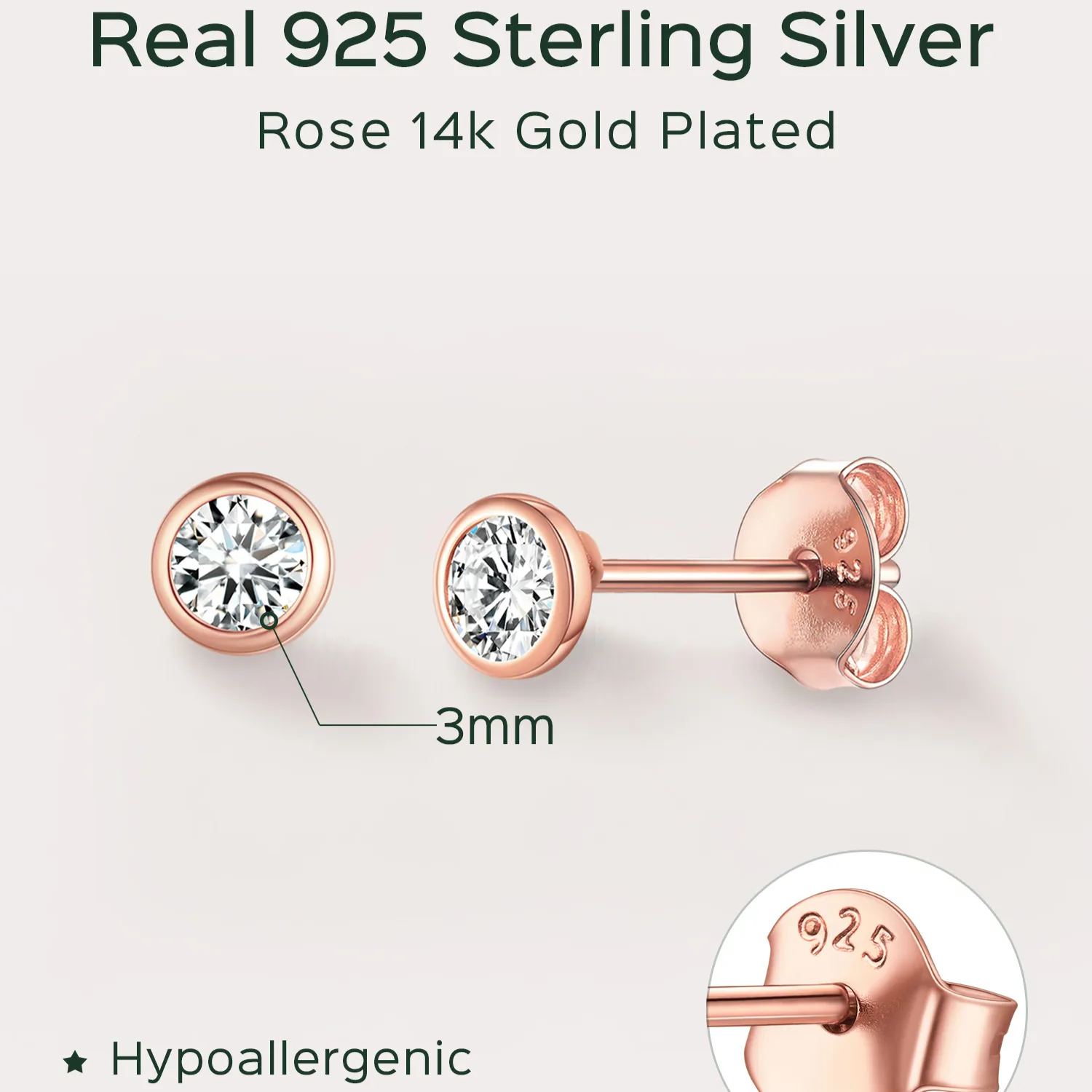 Sterling Silver ChicSilver Minimalist Sparkling Cubic Zirconia Stud Earrings