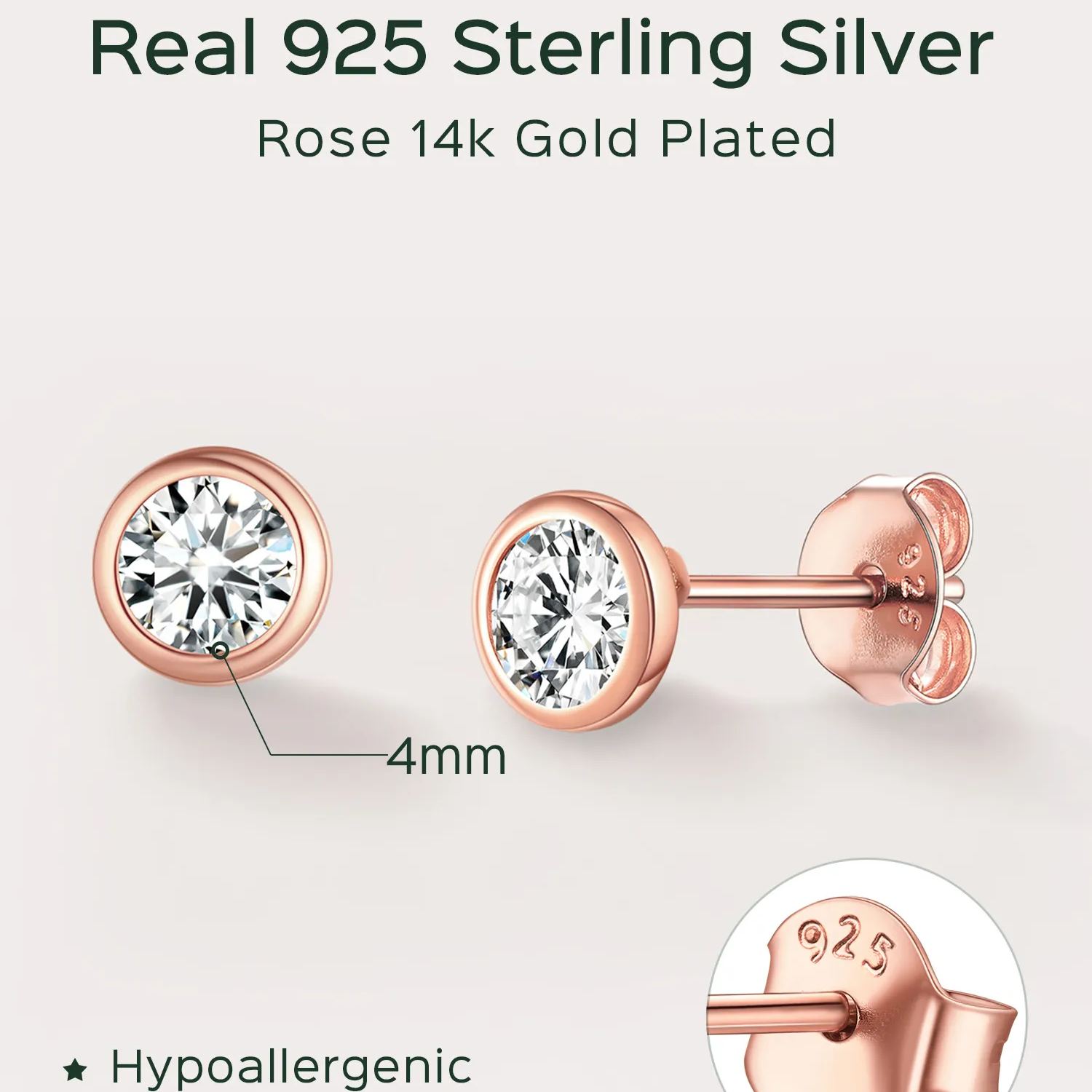 Sterling Silver ChicSilver Minimalist Sparkling Cubic Zirconia Stud Earrings