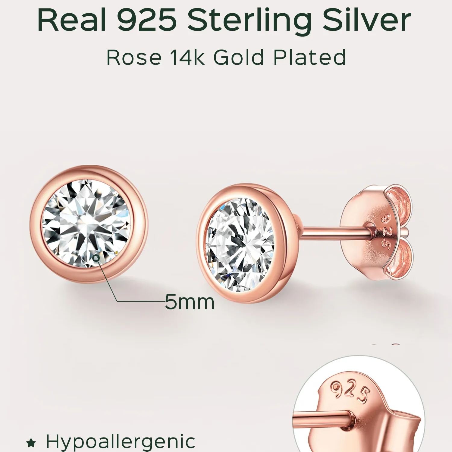 Sterling Silver ChicSilver Minimalist Sparkling Cubic Zirconia Stud Earrings