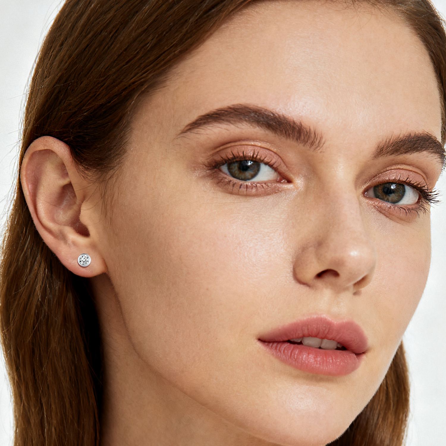 4mm Silver Minimalist Sparkling Cubic Zirconia Stud Earrings for Women, Ladies, Mother, Friends, girlfriend