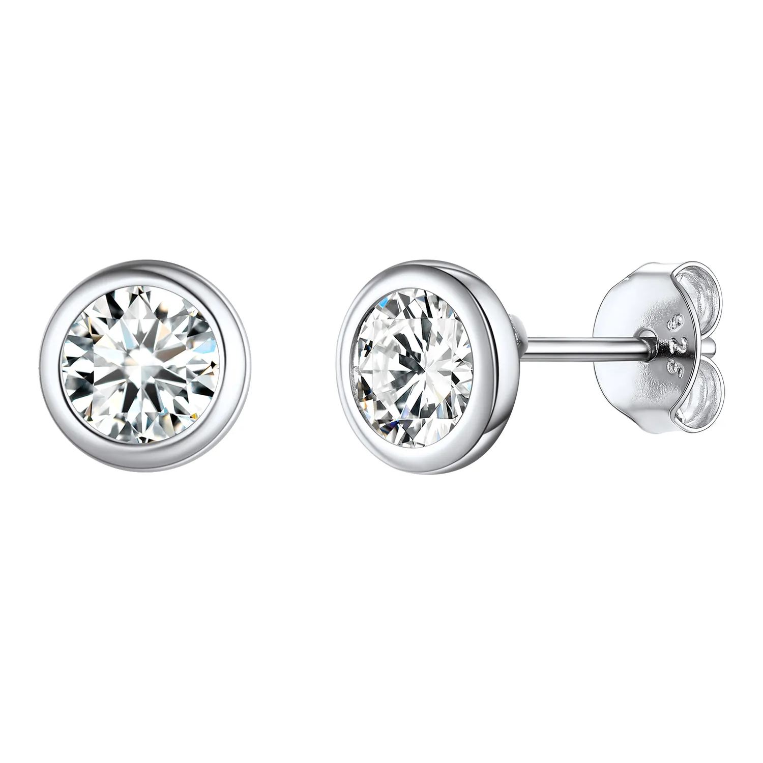 5mm silver Minimalist Sparkling Cubic Zirconia Stud Earrings