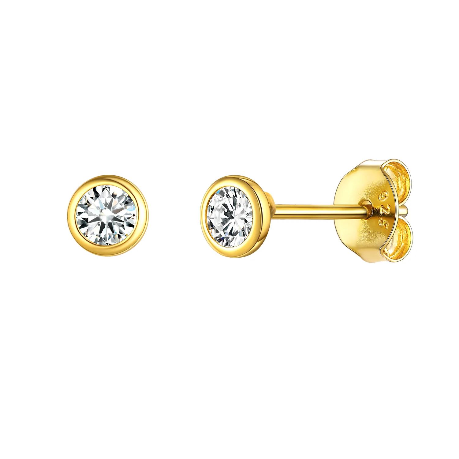 3mm Gold Minimalist Sparkling Cubic Zirconia Stud Earrings