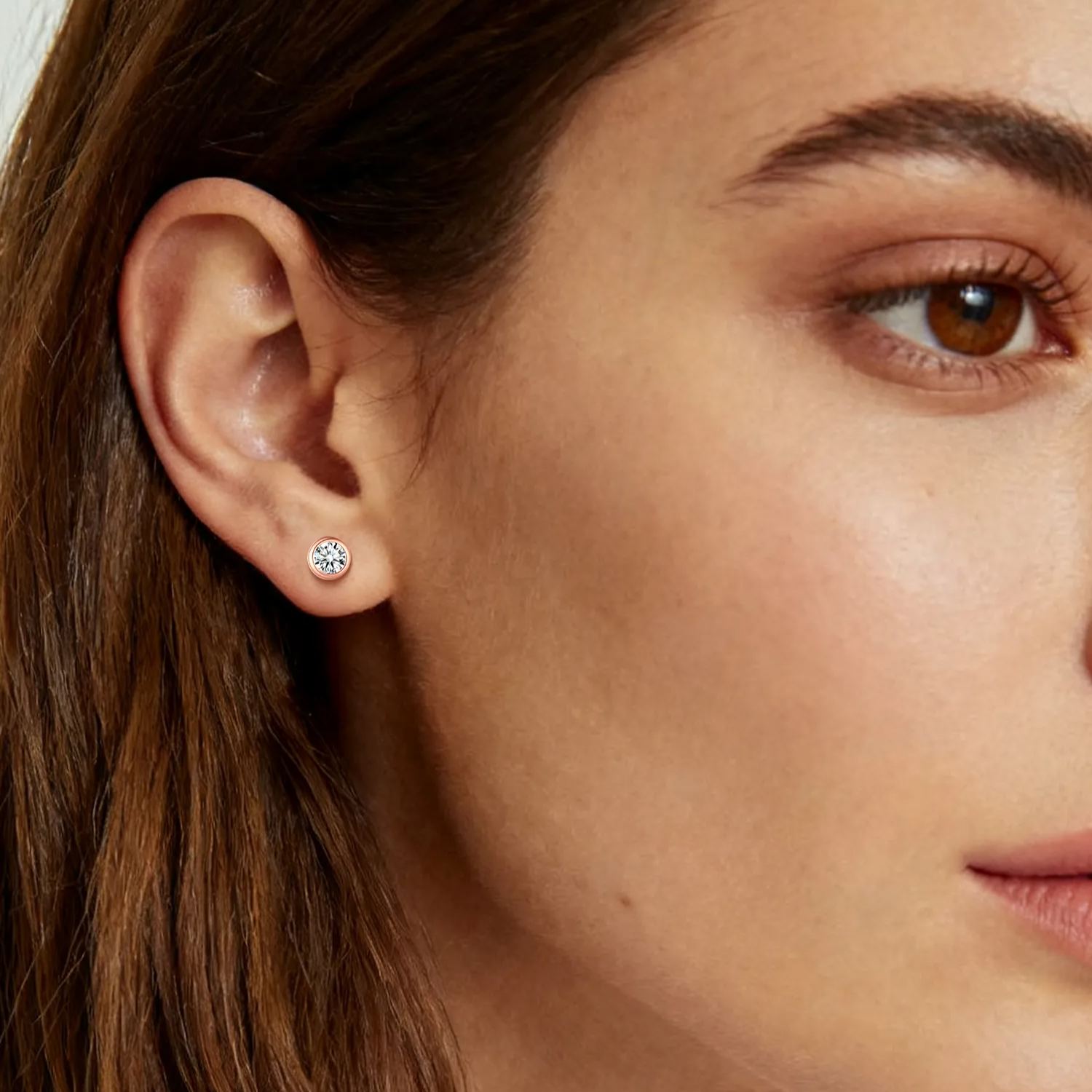 5mm Rose Gold Minimalist Sparkling Cubic Zirconia Stud Earrings