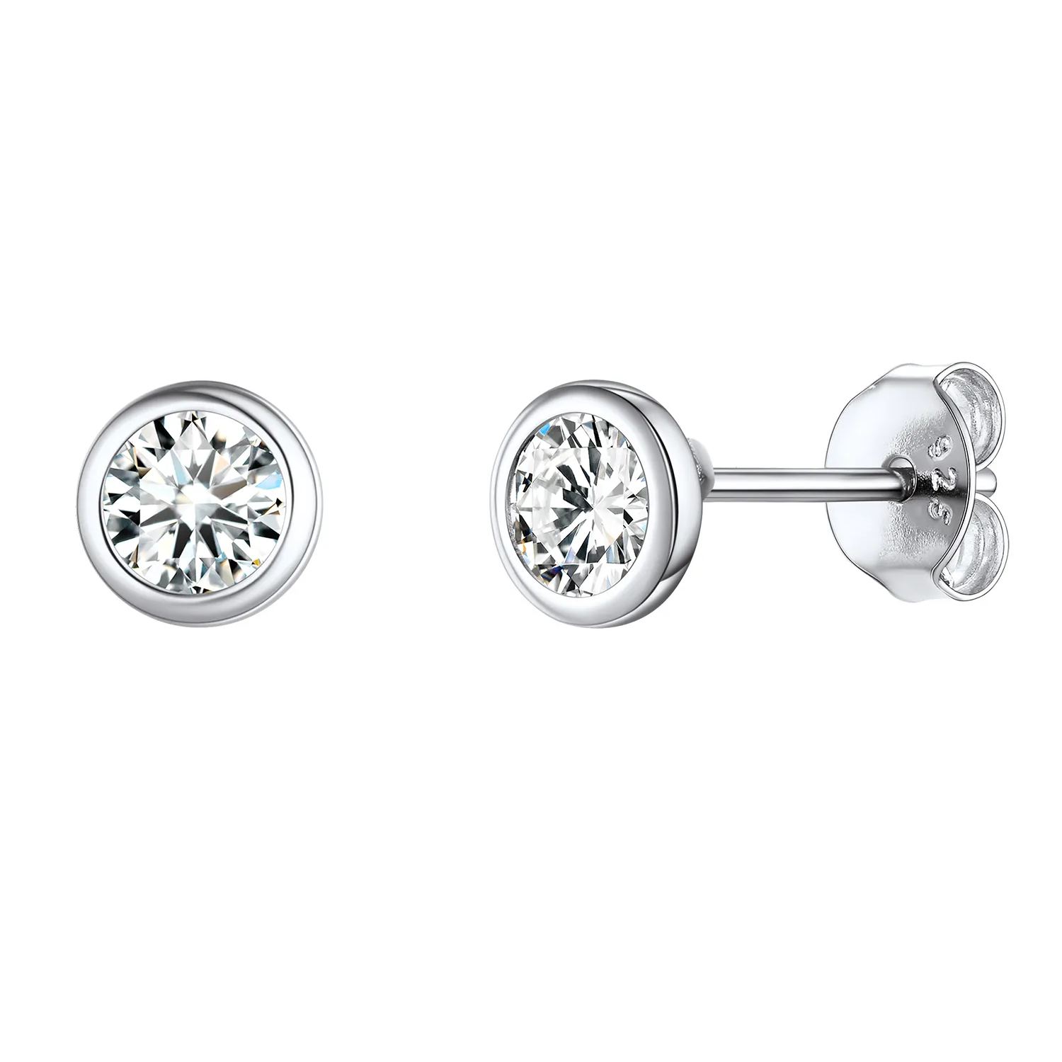 4mm Silver Minimalist Sparkling Cubic Zirconia Stud Earrings
