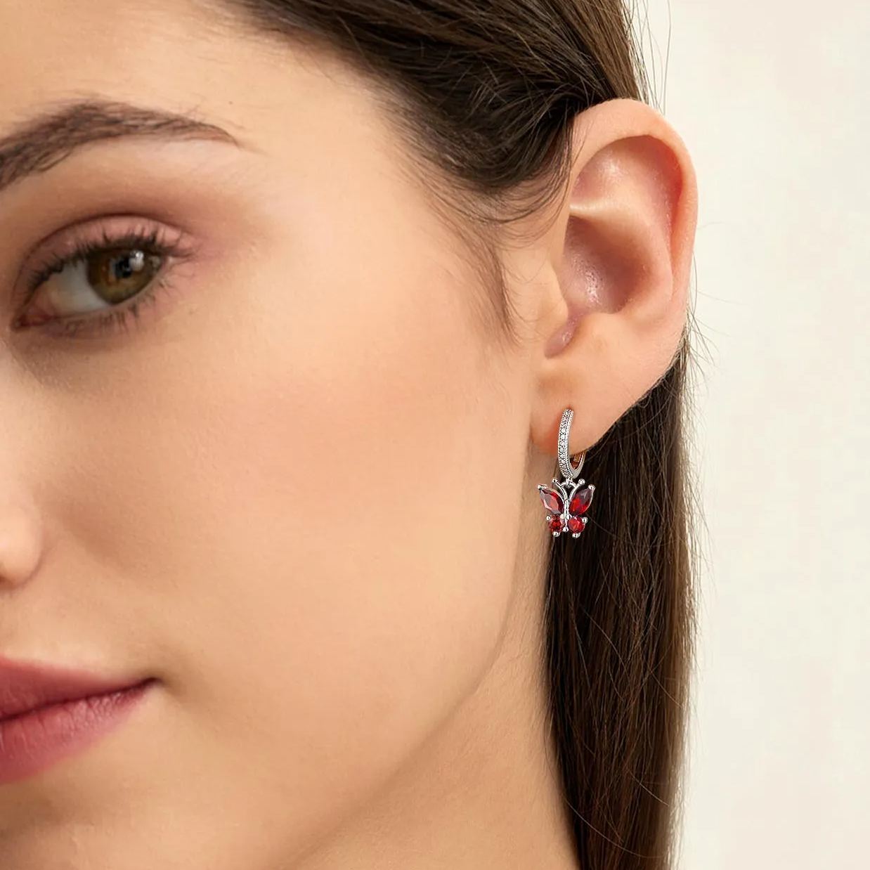 Hypoallergenic Butterfly Birthstone Hoop Dangle Earrings for Women, Ladies, Mother, Friends, girlfriend