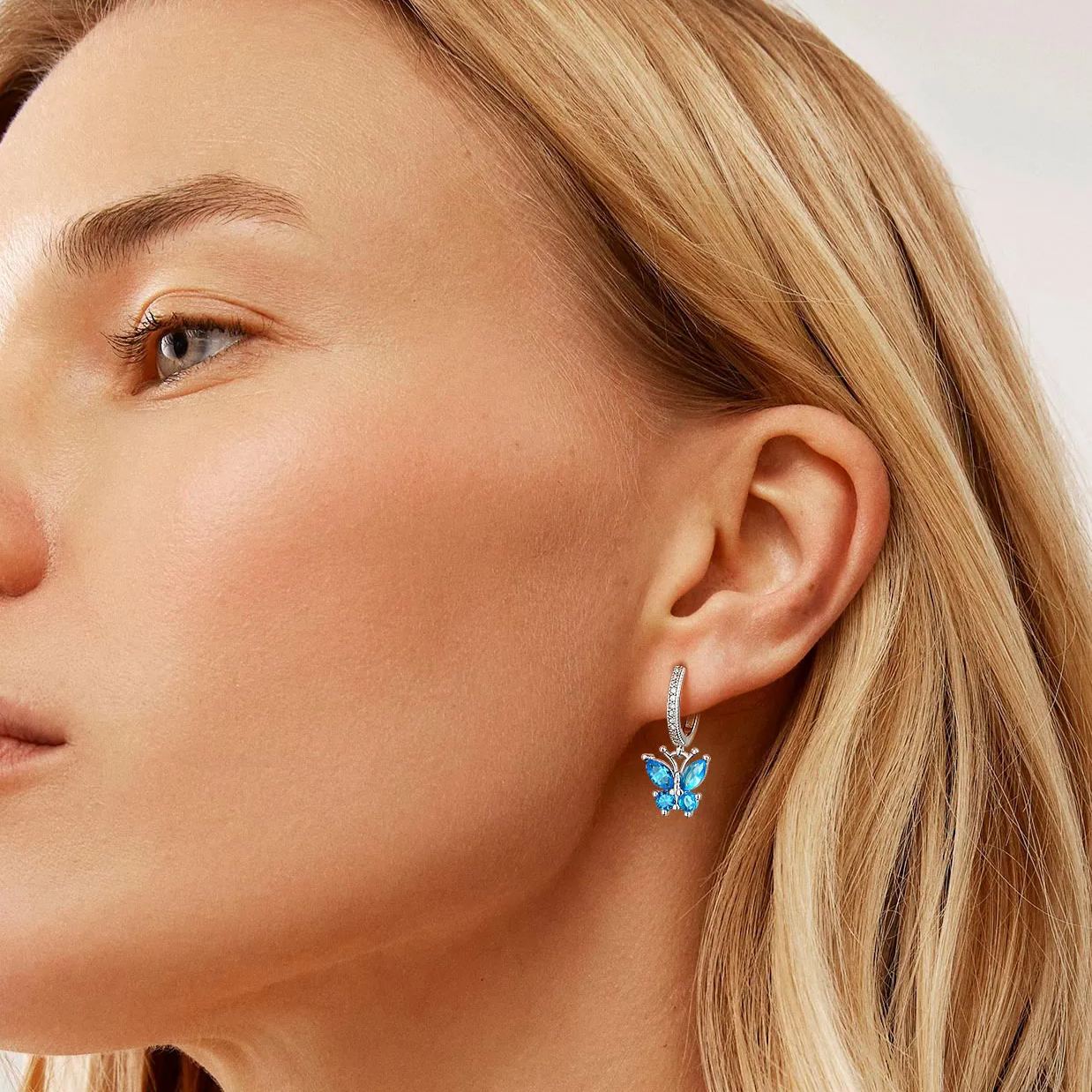 Hypoallergenic Butterfly Birthstone Hoop Dangle Earrings for Women, Ladies, Mother, Friends, girlfriend